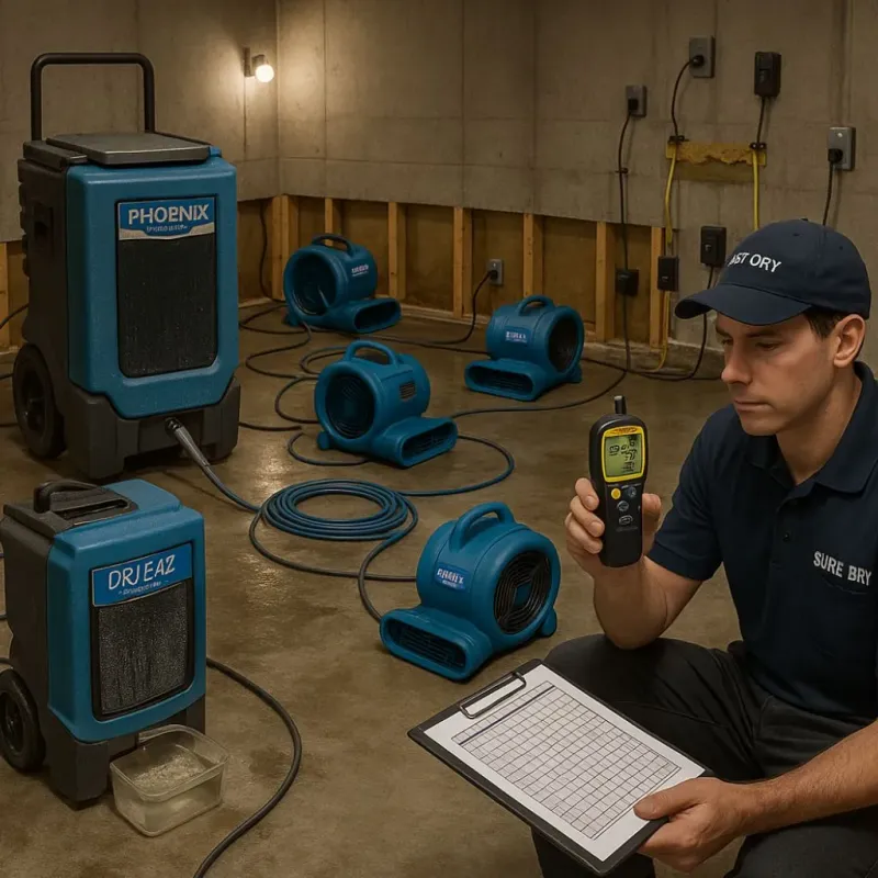 Structural Drying and Dehumidification process in Odenville, AL